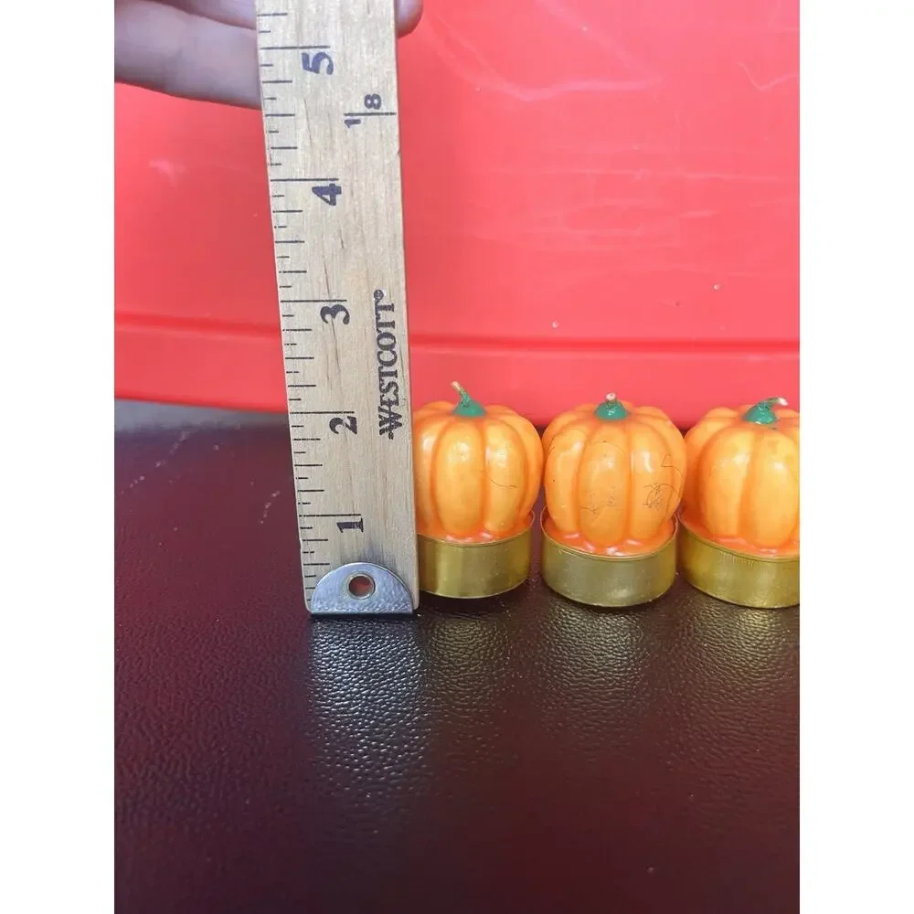 Vintage Set Of Unused Wax Candle, Pumpkins, Halloween Thanksgiving, Tea Light